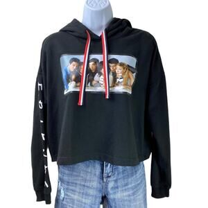 Friends Boxy Hoodie Sweatshirt Sz M Black